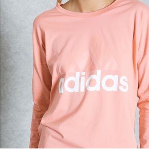 Adidas Pink/Coral Long-Sleeve T-Shirt, Size S